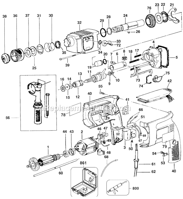 Page A Diagram and Parts List for 5056 Type 200 Black and Decker Hammer Drill